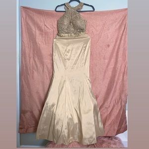 Xscape Gold Two Piece Mermaid Prom Dress